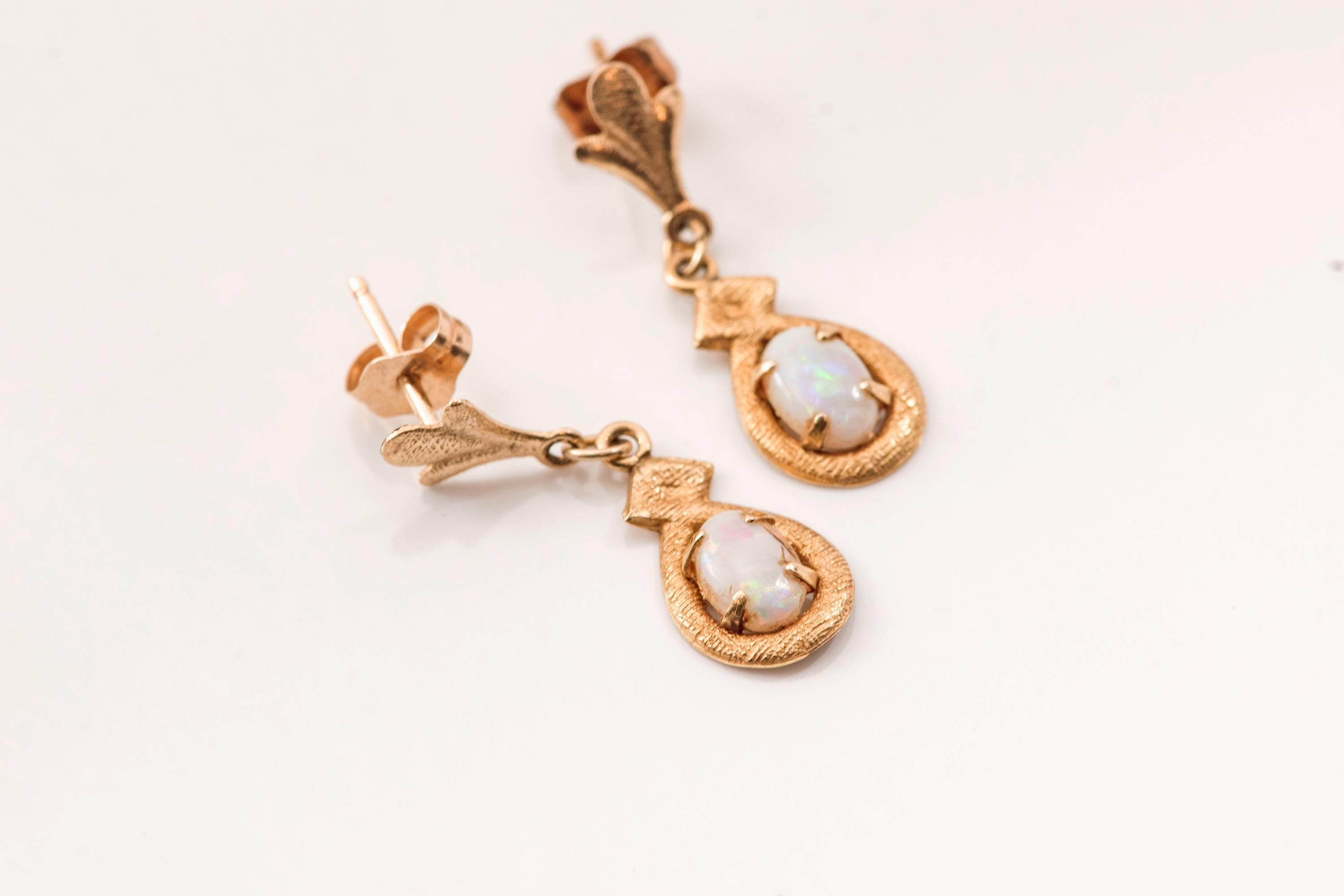 Vintage 14K Gold Opal Earrings