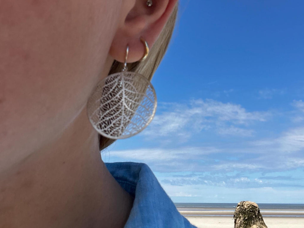 Vintage Silver Filigree Circle Earrings  Sterling Silver Hooks, Lightweight Dangles