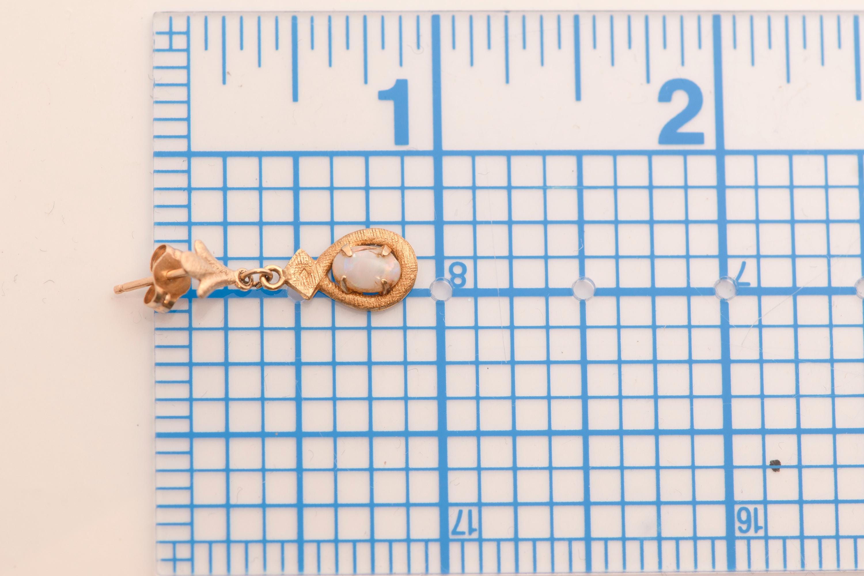 Vintage 14K Gold Opal Earrings