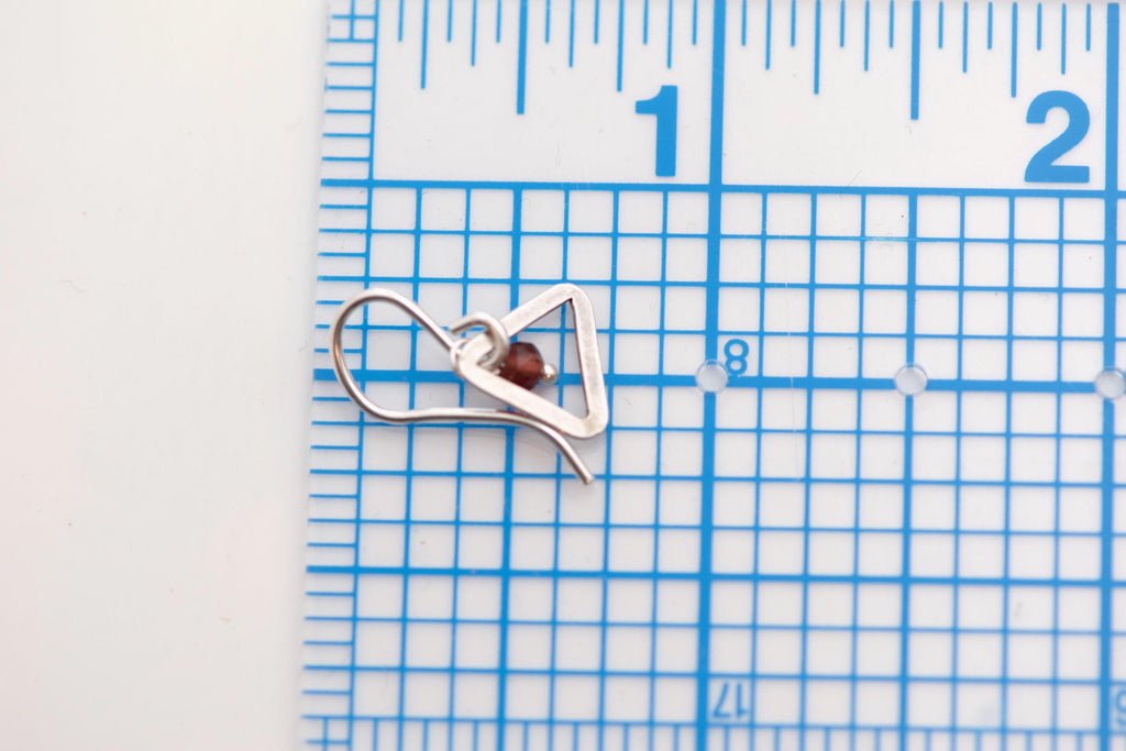 Minimalist Triangle Garnet Earrings