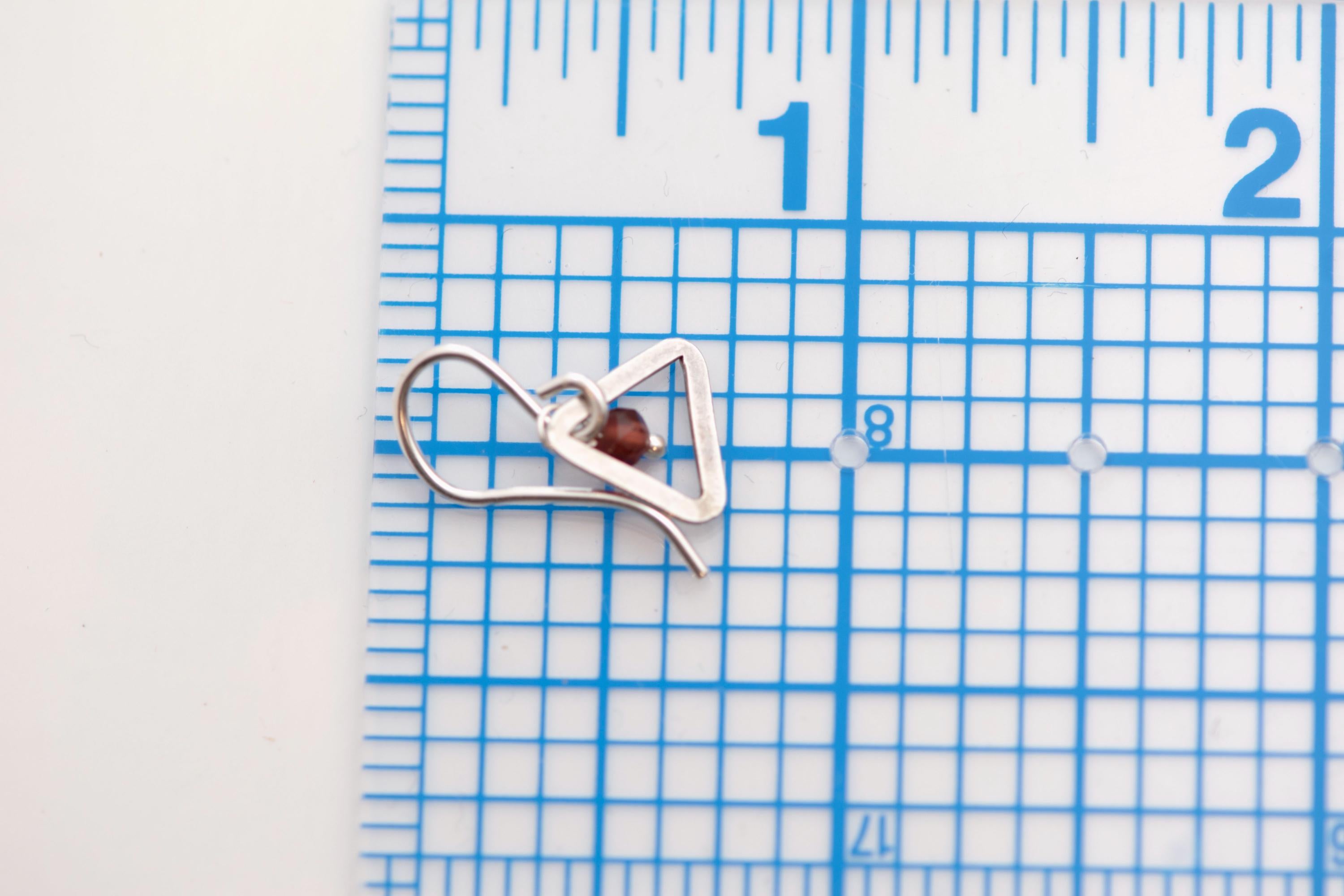 Minimalist Triangle Garnet Earrings