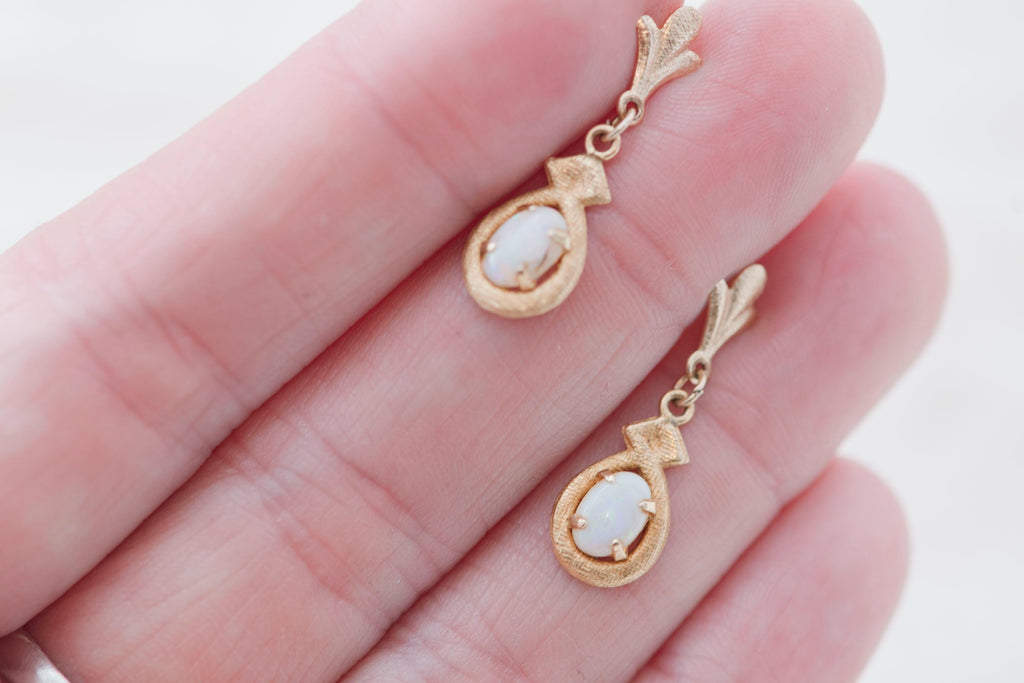 Vintage 14K Gold Opal Earrings
