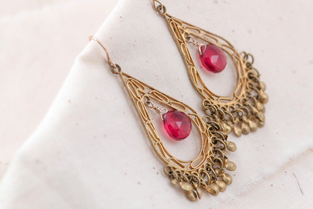 Vintage Mexican Filigree Chandelier Earrings