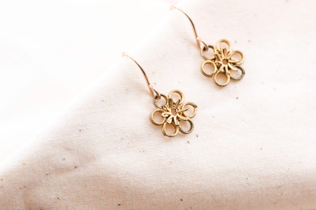 Vintage Mexican Filigree Flower Earrings
