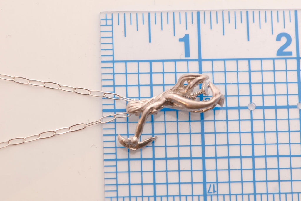 Vintage Sterling Silver Mermaid Dolphin Necklace  Mythical Sea Siren Jewelry