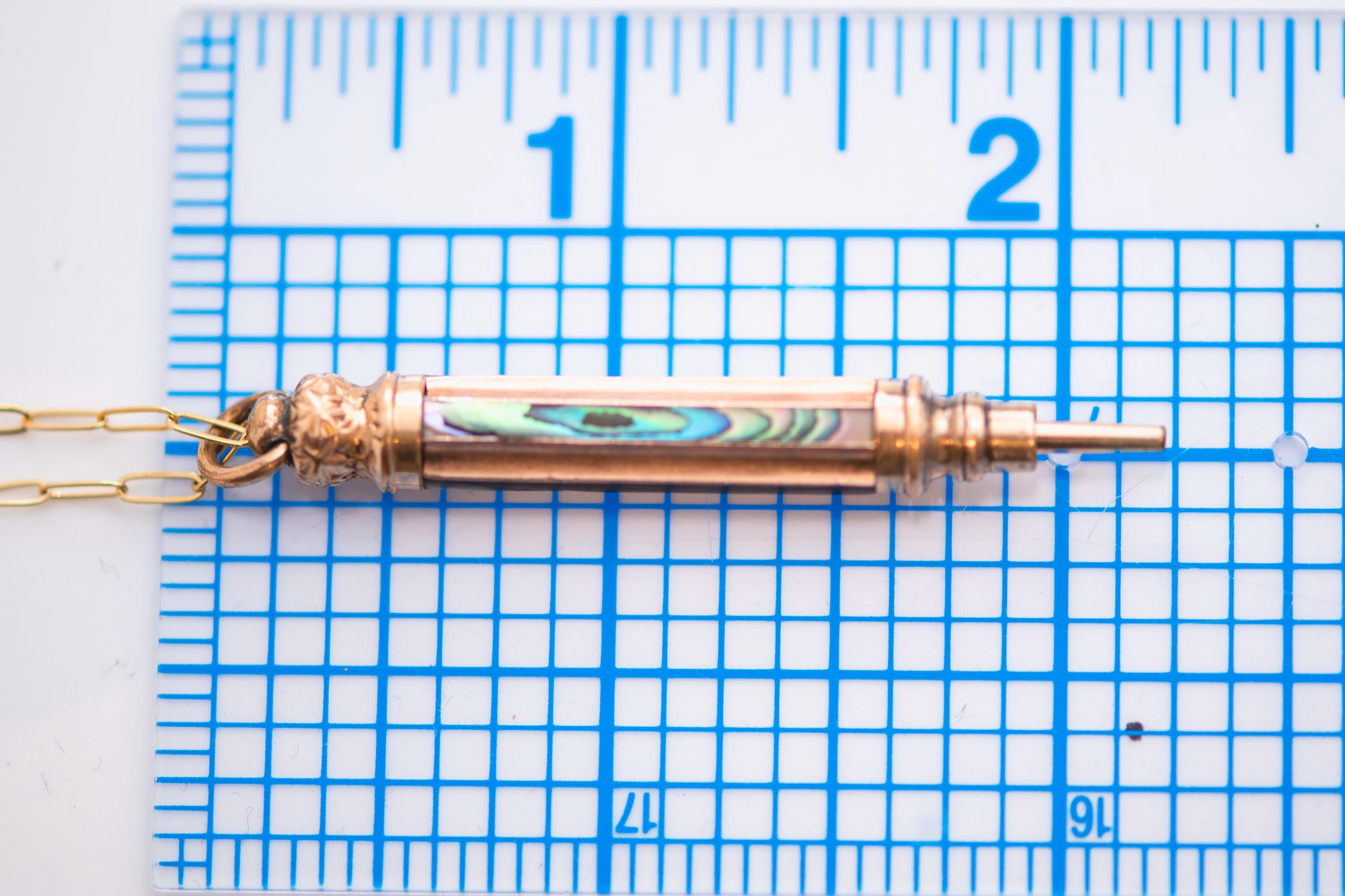 Antique Victorian Mechanical Pencil Pendant Necklace | Gold Fill Hand Engraved Estate Charm