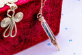 Antique Victorian Mechanical Pencil Pendant Necklace | Gold Fill Hand Engraved Estate Charm