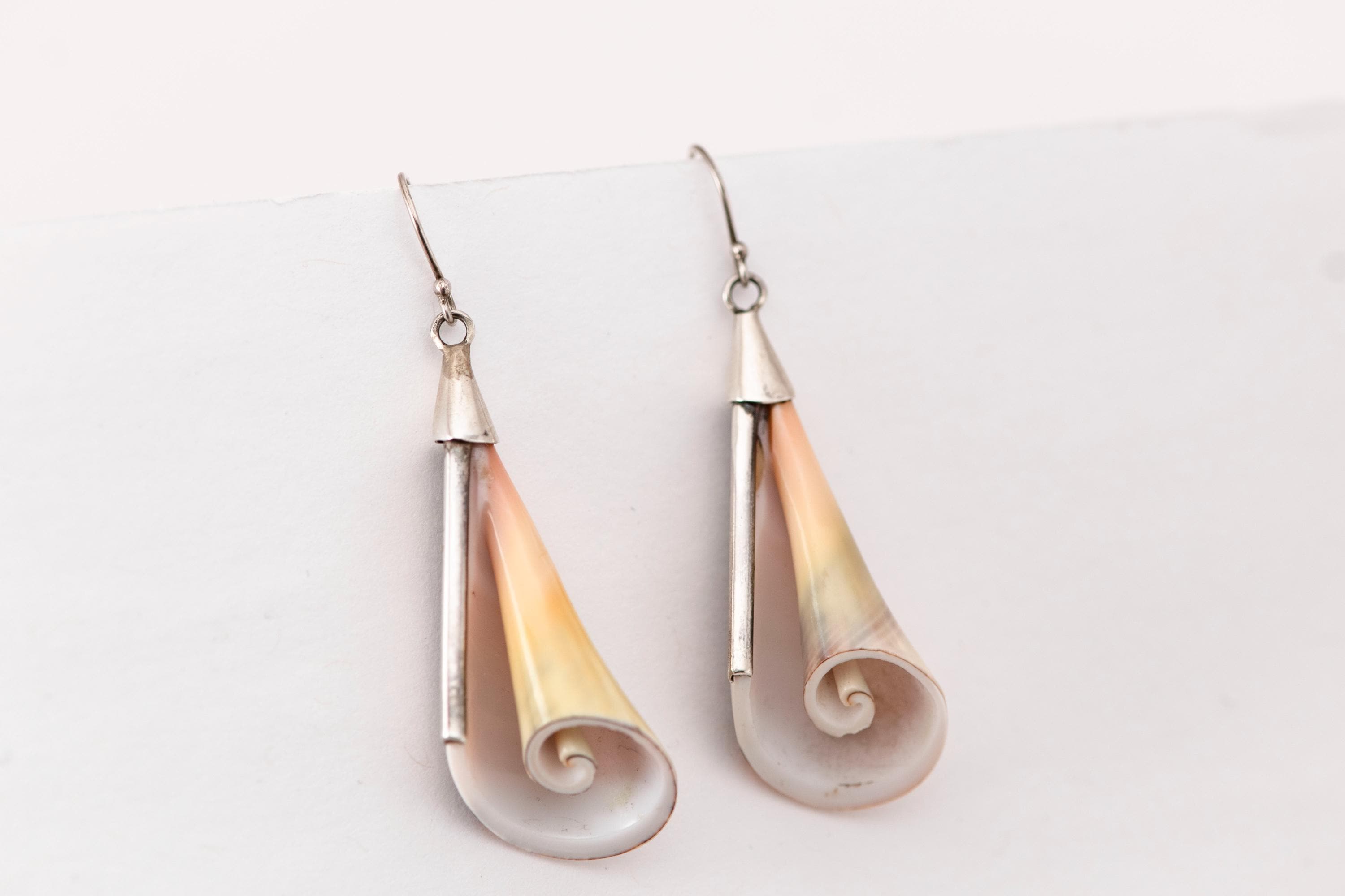 Vintage Sterling Silver Seashell Earrings