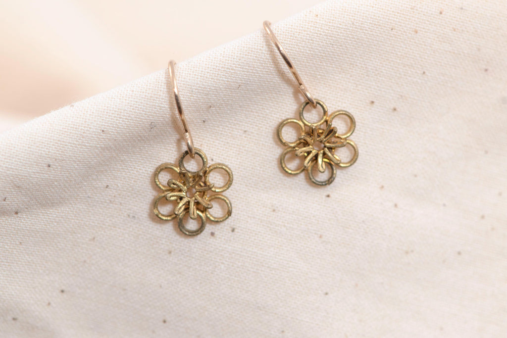 Vintage Mexican Filigree Flower Earrings