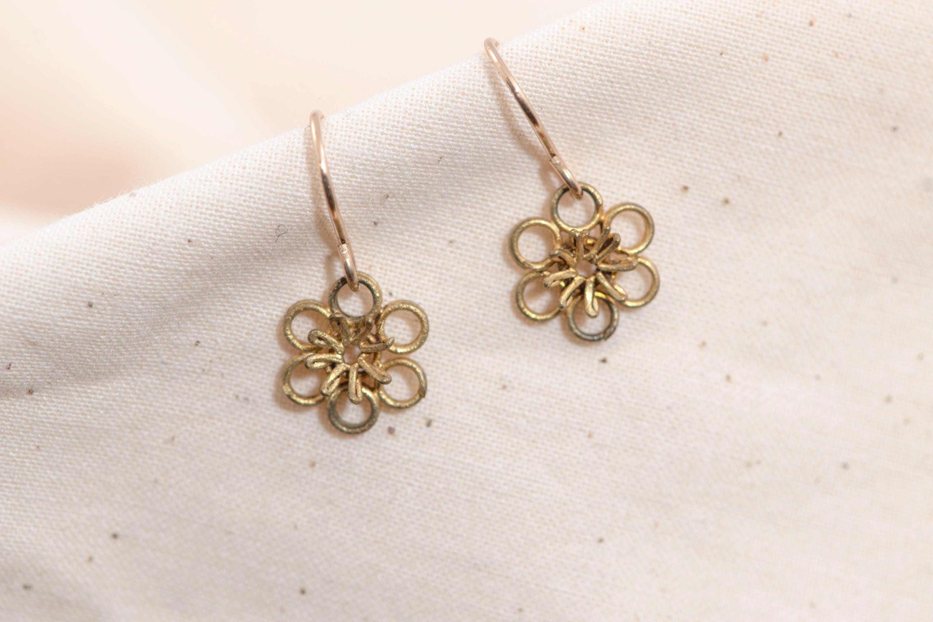Vintage Mexican Filigree Flower Earrings
