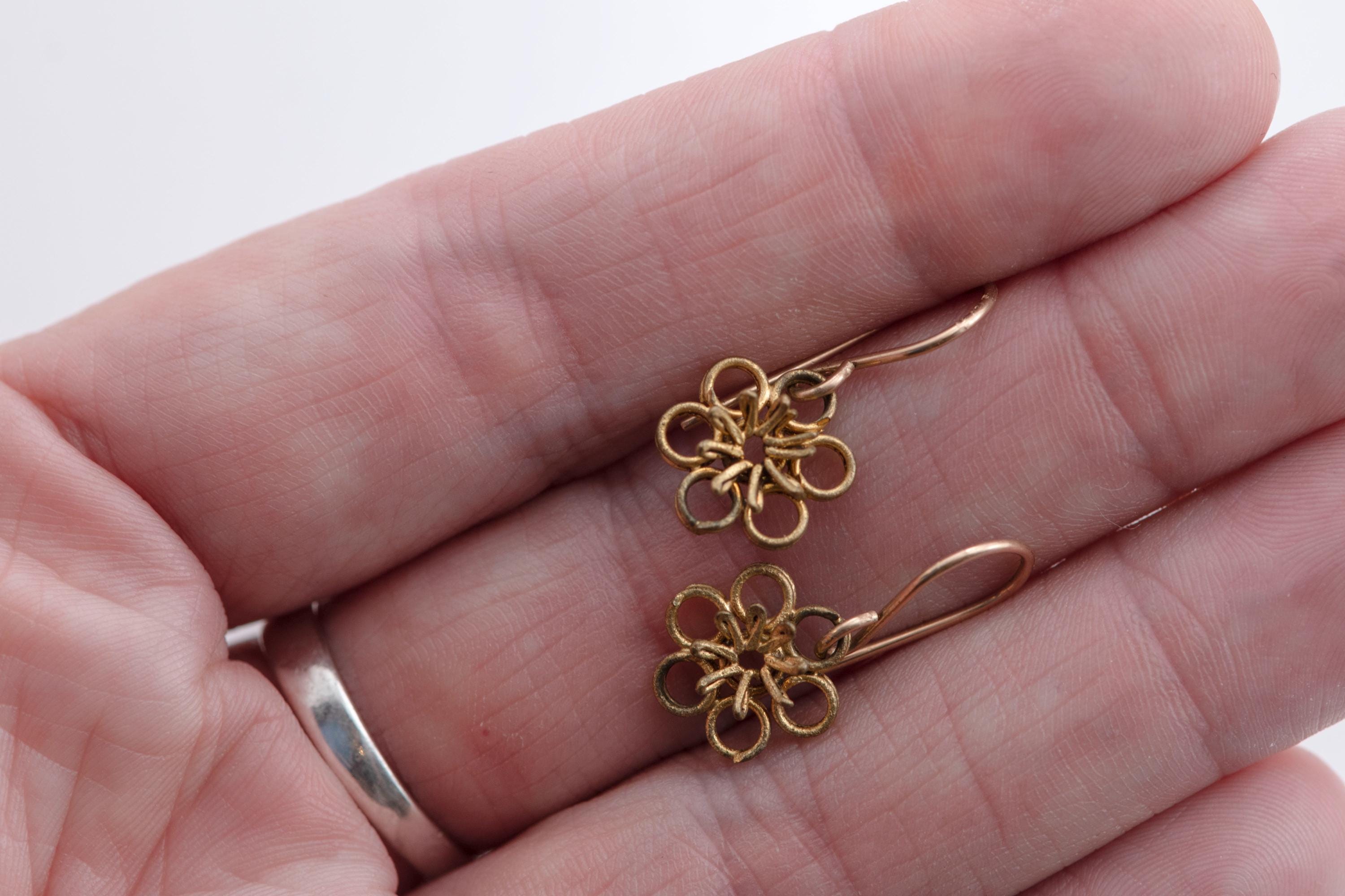 Vintage Mexican Filigree Flower Earrings