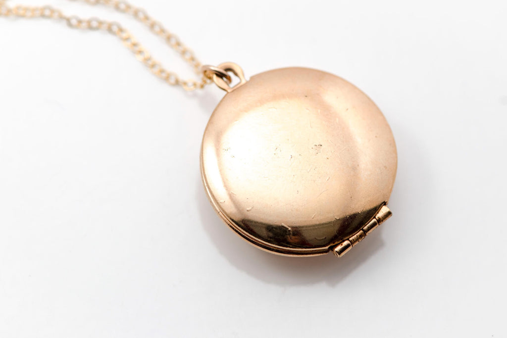 Vintage 1940s Gold-Fill Cameo Locket Necklace  Victorian Style Picture Frame Pendant  Personalized Engraving Option