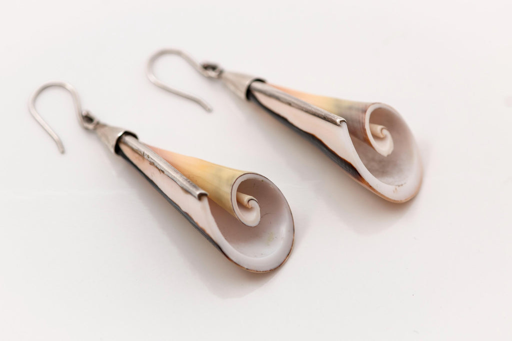Vintage Sterling Silver Seashell Earrings