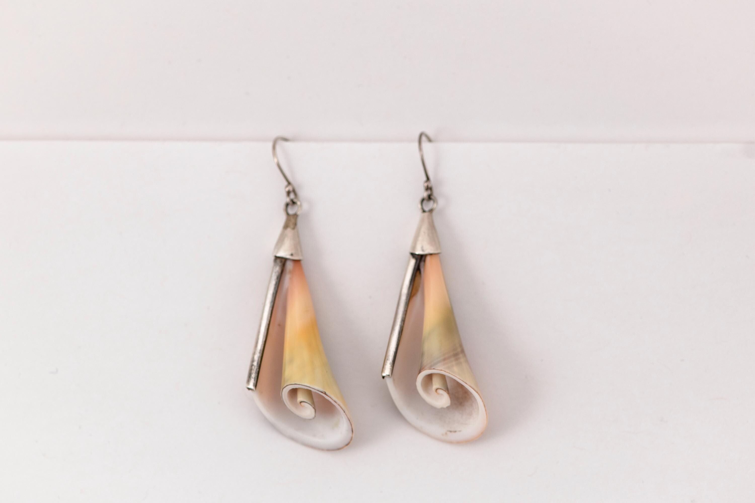 Vintage Sterling Silver Seashell Earrings
