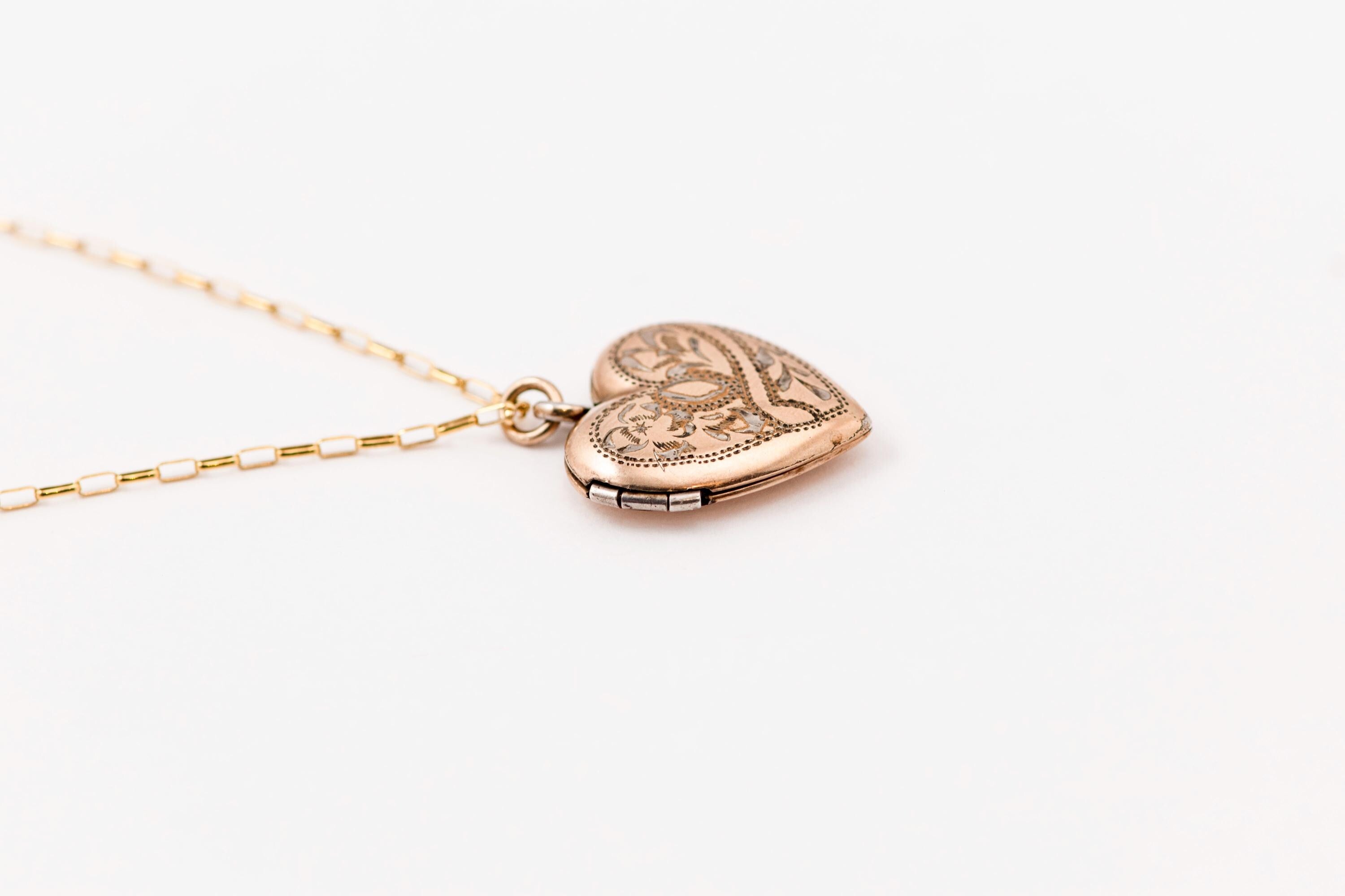 Antique Etched Heart Locket