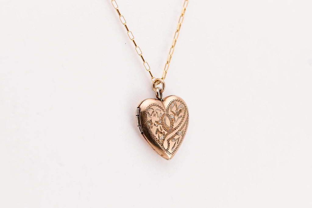 Antique Etched Heart Locket