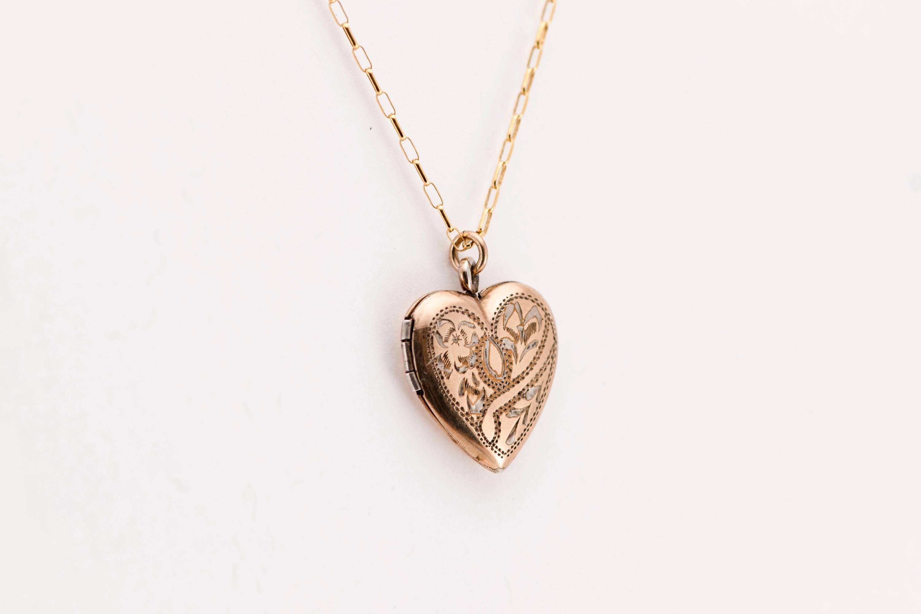 Antique Etched Heart Locket