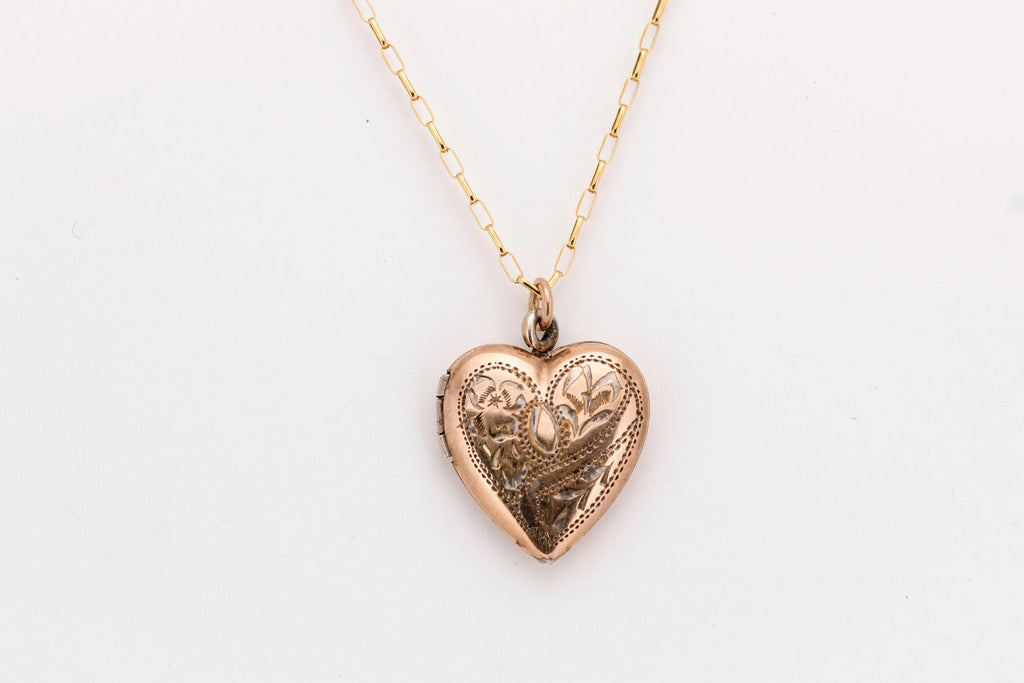 Antique Etched Heart Locket