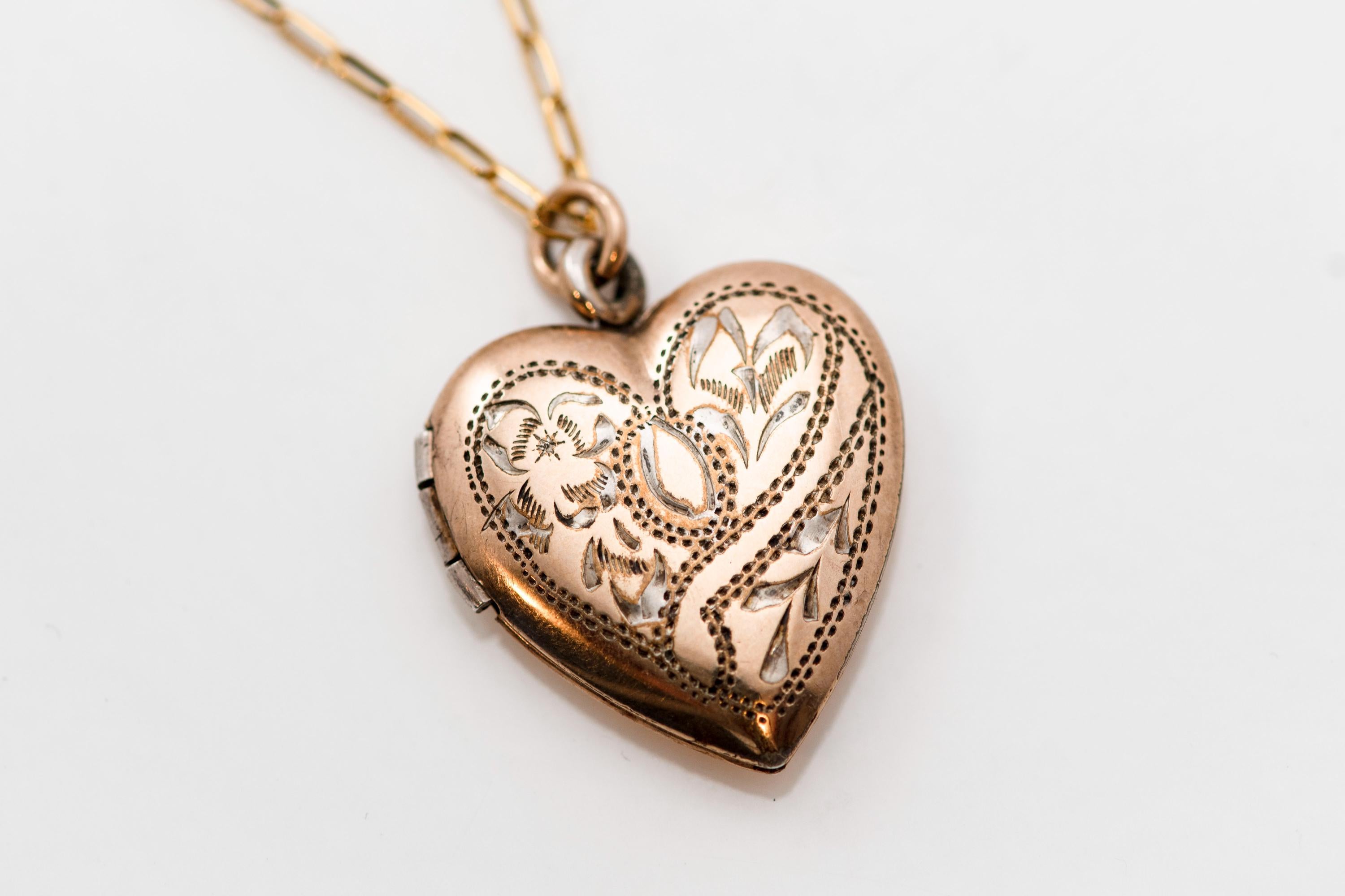 Antique Etched Heart Locket