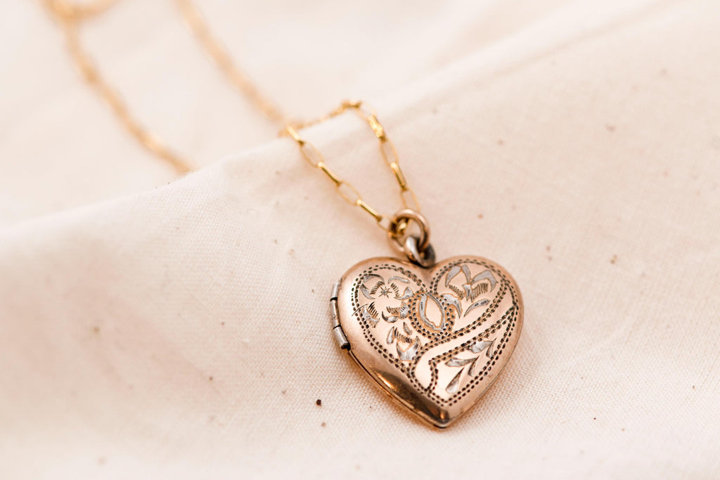 Antique Etched Heart Locket