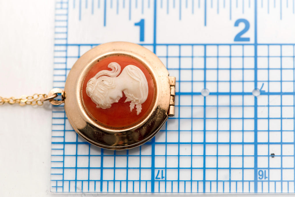 Vintage 1940s Gold-Fill Cameo Locket Necklace  Victorian Style Picture Frame Pendant  Personalized Engraving Option