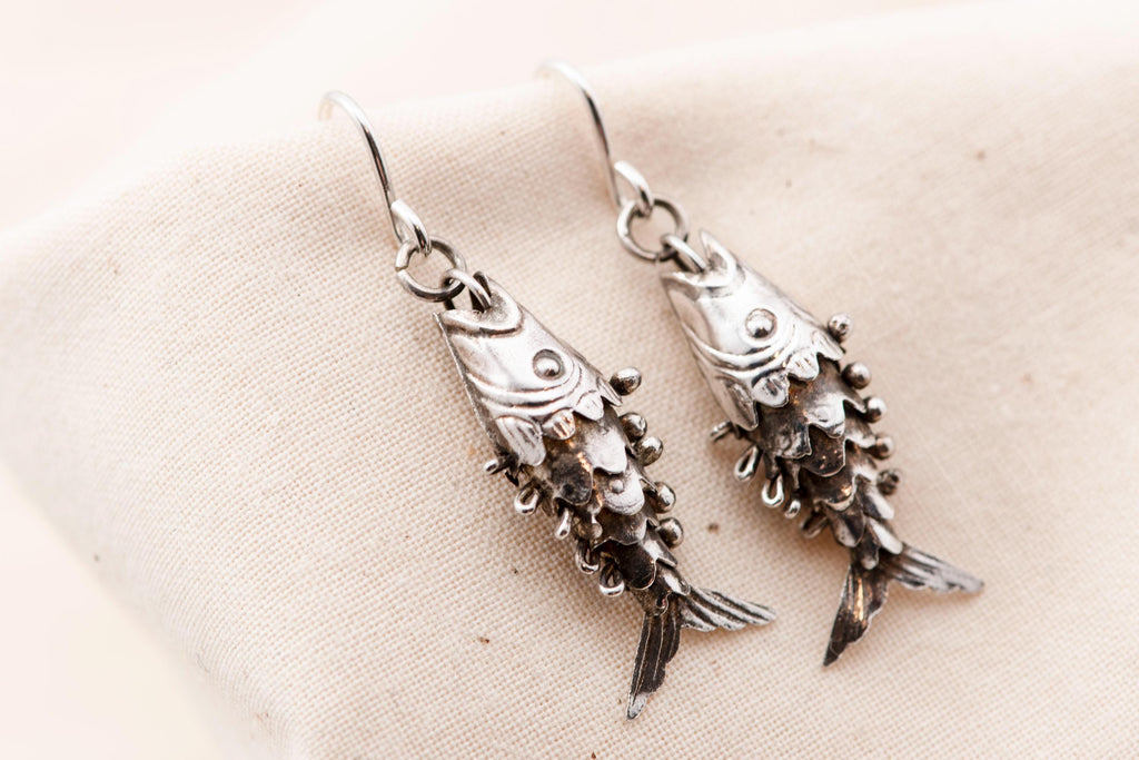 Vintage Articulated Fish Earrings