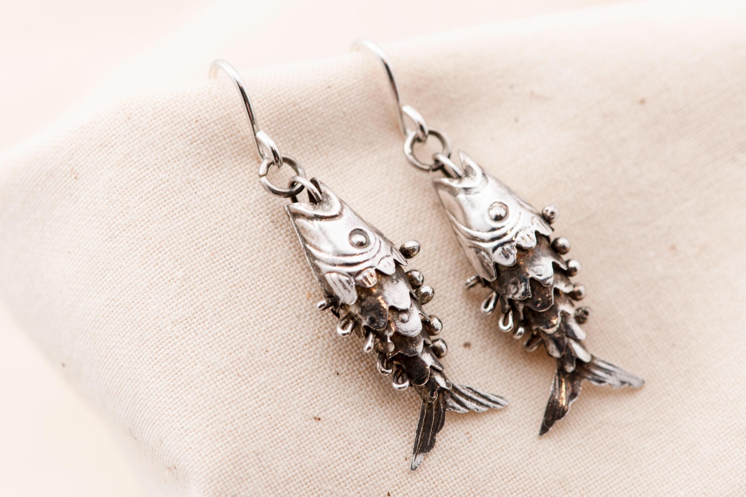 Vintage Articulated Fish Earrings