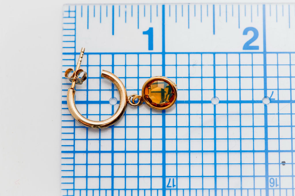 Vintage Austrian Crystal Drop Earrings  Gold Hoop Dangles  Reworked Vintage Glass  November Birthstone Gift