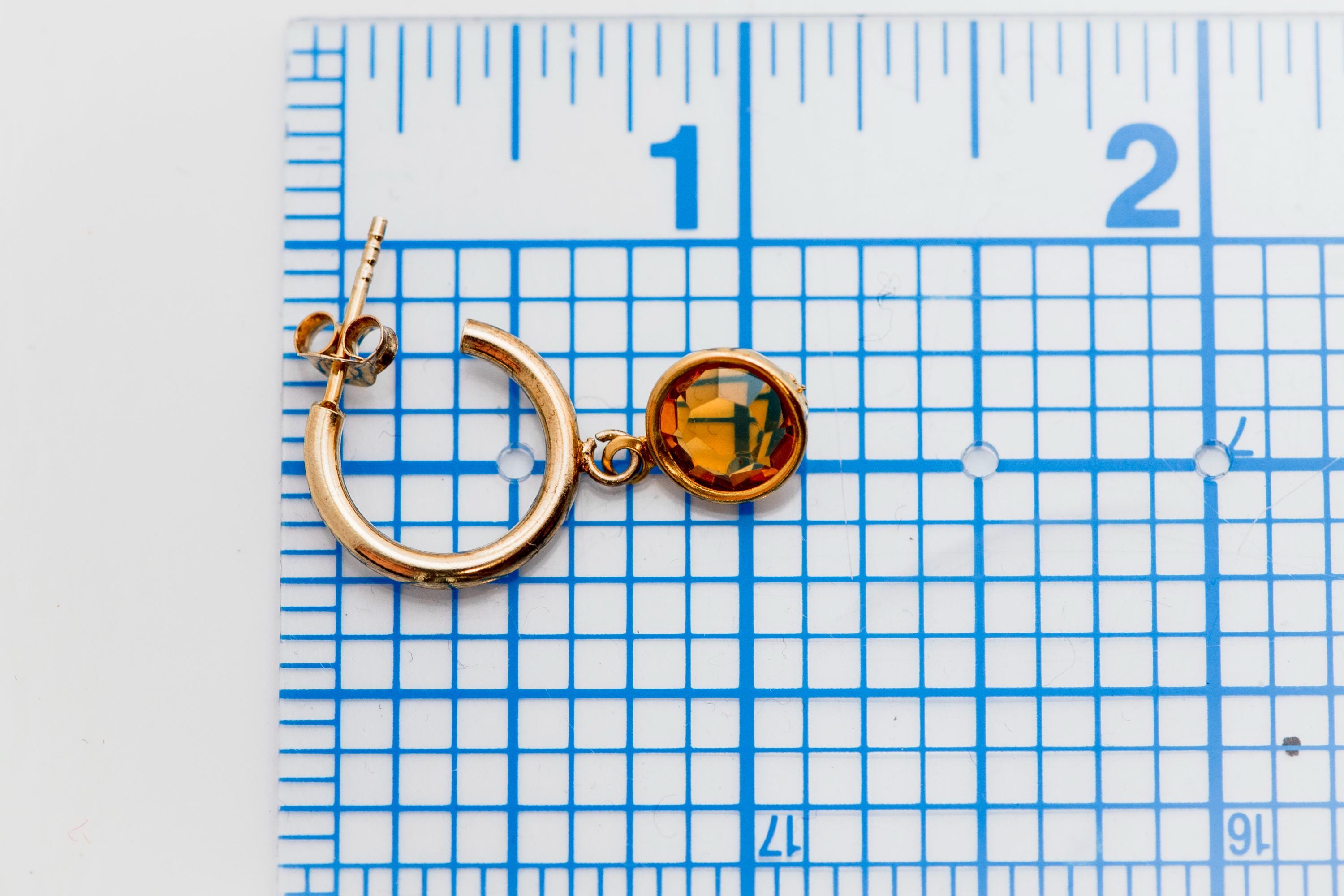 Vintage Austrian Crystal Drop Earrings  Gold Hoop Dangles  Reworked Vintage Glass  November Birthstone Gift