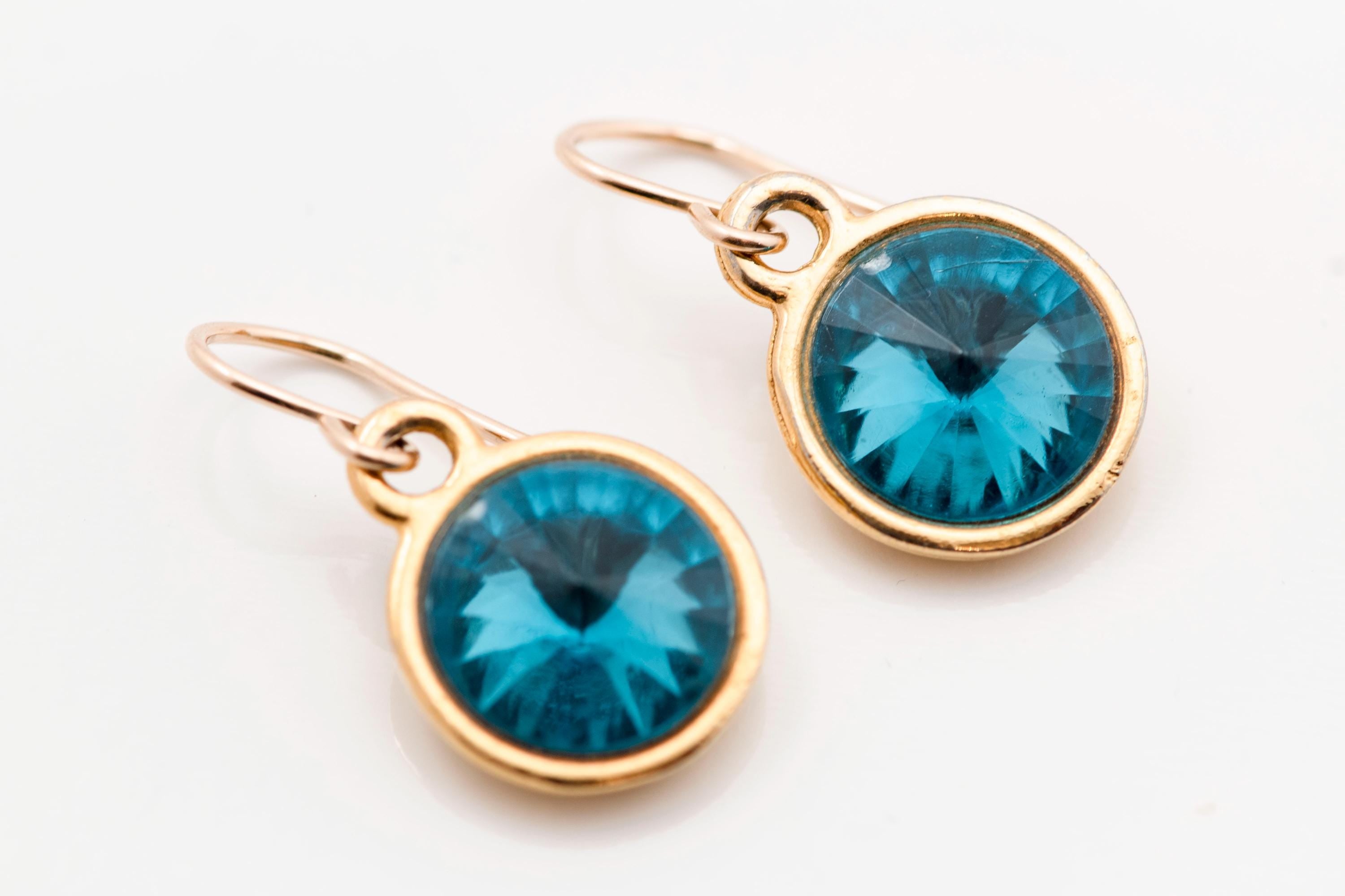 Vintage Teal Blue Gem Earrings