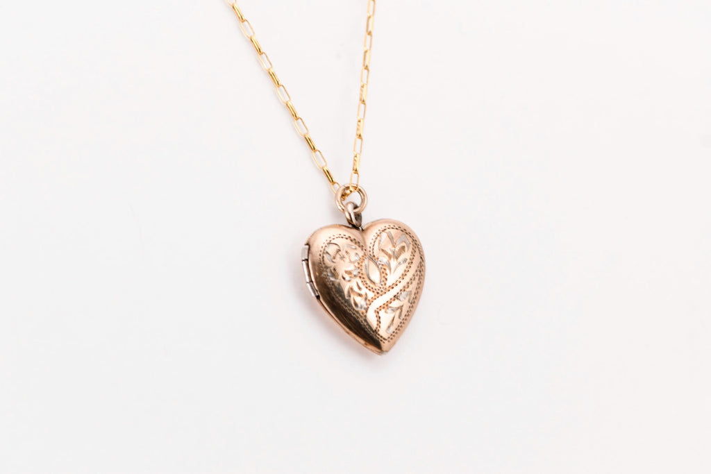 Antique Etched Heart Locket