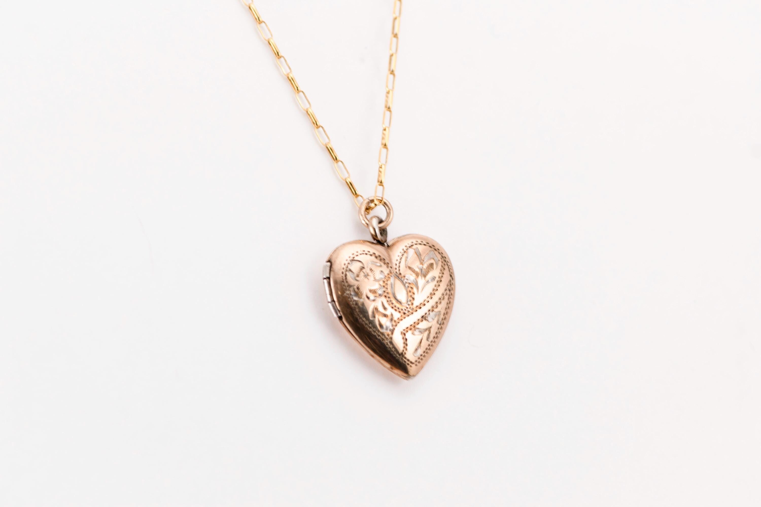 Antique Etched Heart Locket