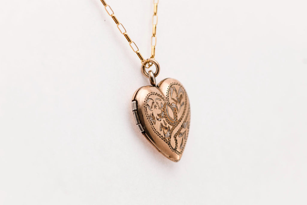 Antique Etched Heart Locket