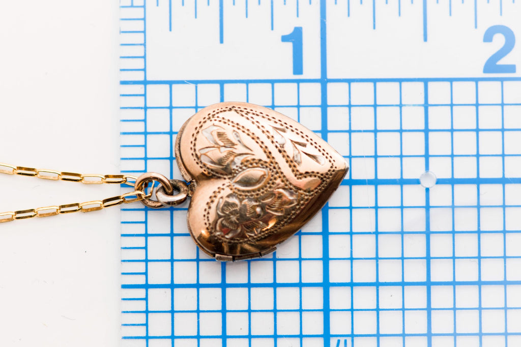 Antique Etched Heart Locket