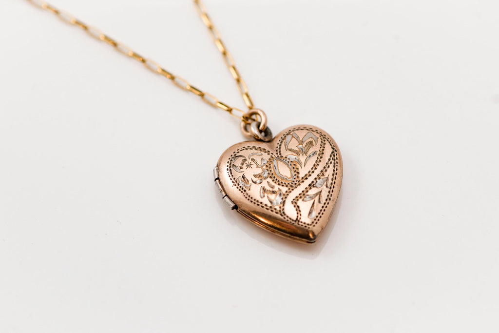 Antique Etched Heart Locket