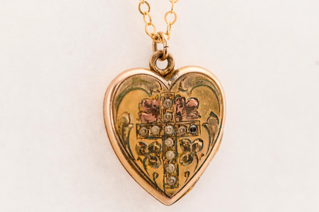 Vintage Cross Heart Locket