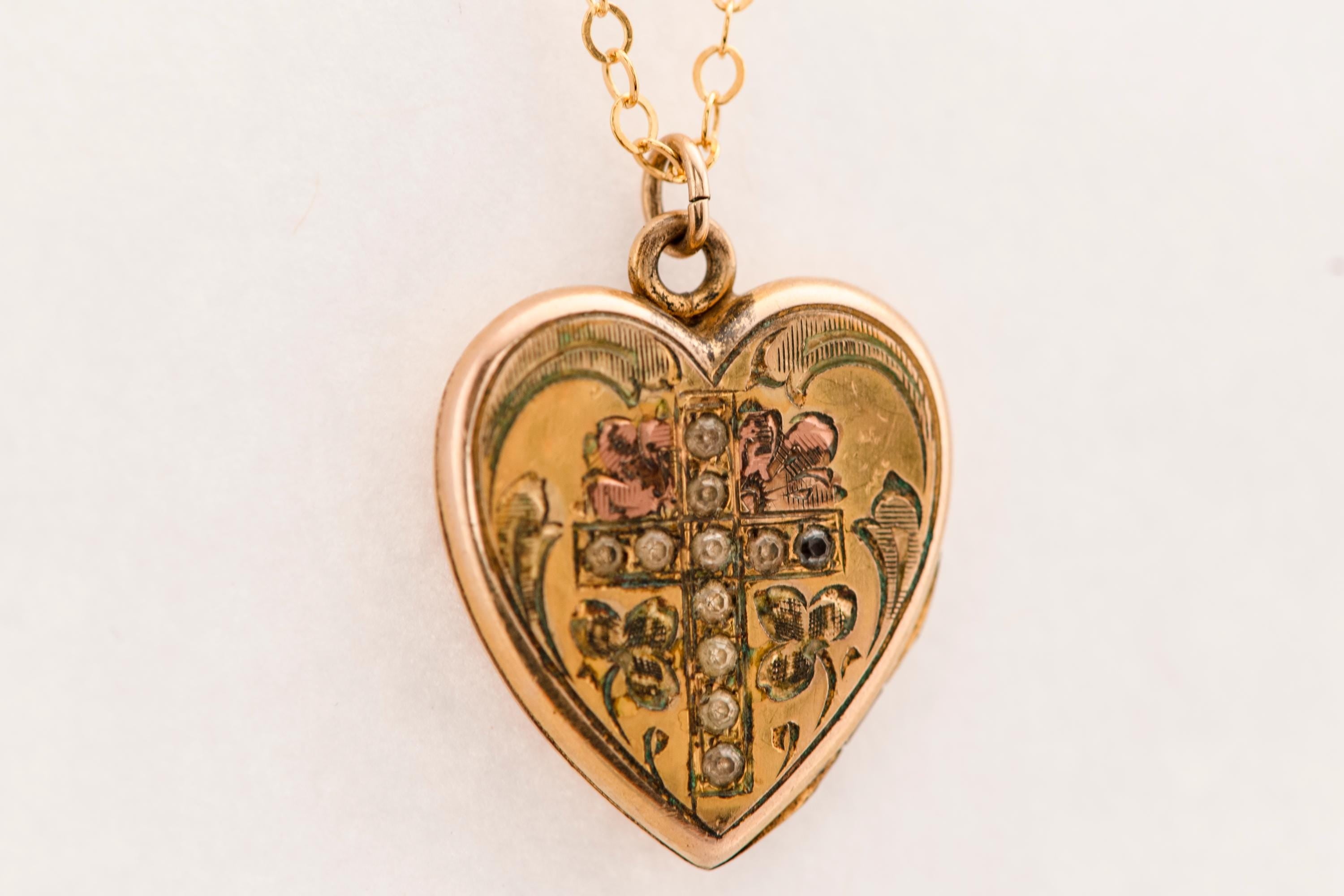 Vintage Cross Heart Locket