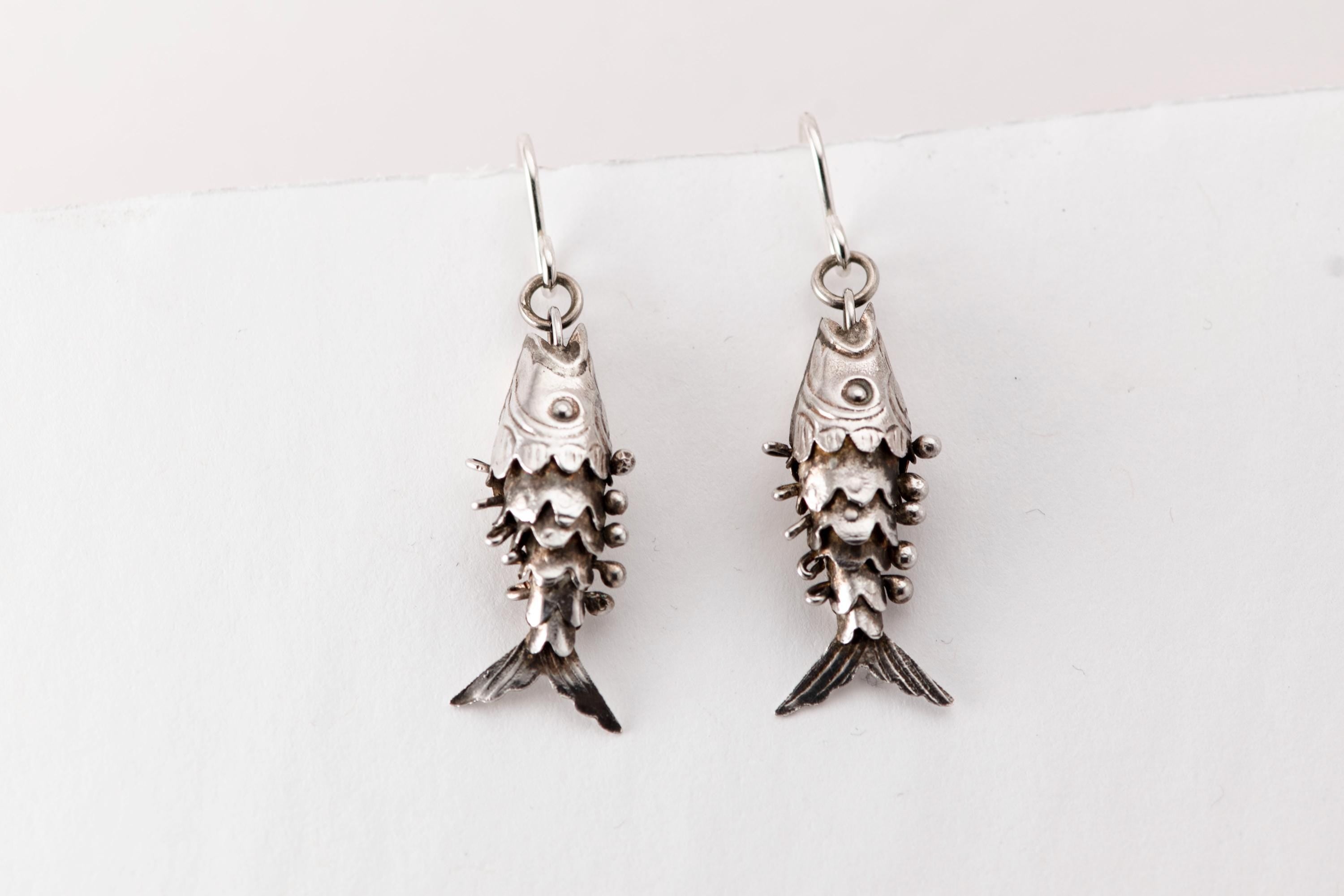 Vintage Articulated Fish Earrings