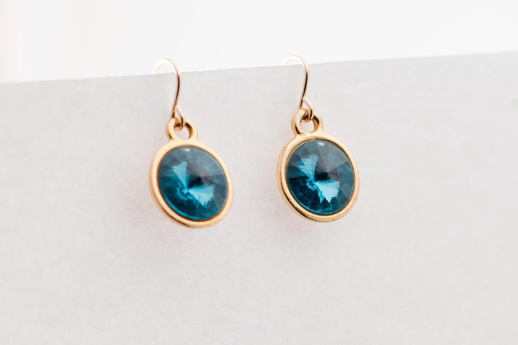 Vintage Teal Blue Gem Earrings