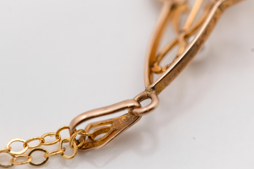 Art Nouveau 10k Diamond & Pearl Necklace