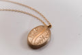 Antique Gold Filled Oval Locket Necklace | Edwardian Engraved Photo Locket on New Chain