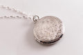 Art Deco Sterling Silver Circle Locket Necklace  Engraved Vintage Charm